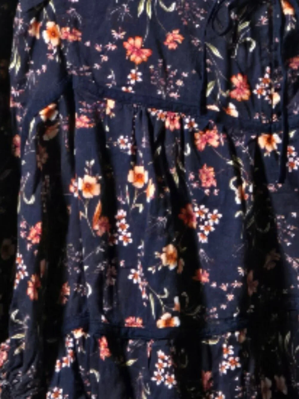 Old Navy XXL Navy Floral Boho Peasant Blouse Cotton Rayon Puff Sleeve Top